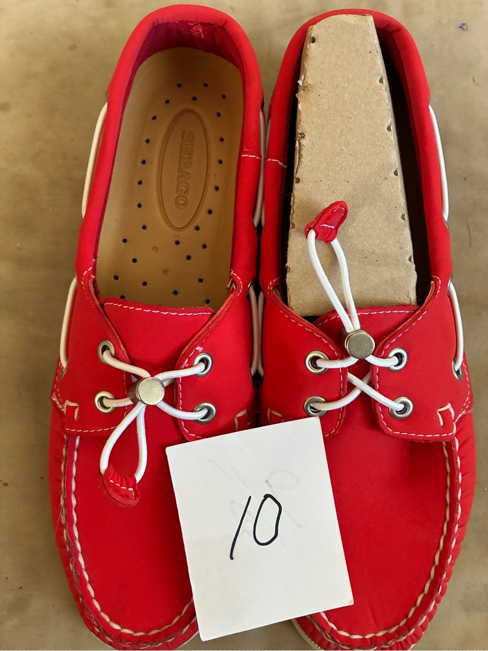 Sebago Red Leather Boat Shoe Insole Detail
